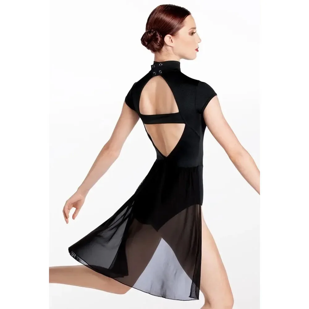 Pre-Owned Dance Costume Weissman D12516 Medium Child Black Laser Cutout Lyrical